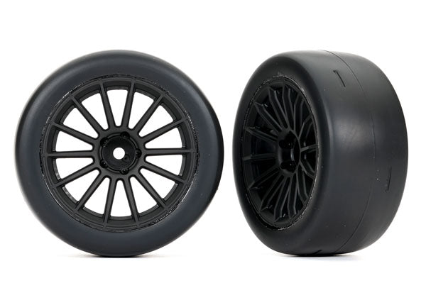 TRA9375, Traxxas Sticky 2.0" Response Pre-Mounted Tires w/Multi-Spoke Wheels (Black) (2) (Rear)