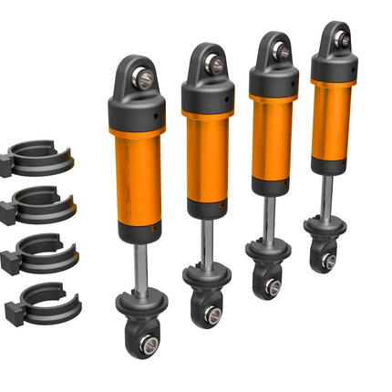 TRA9764-ORNG, Shocks, GTM, 6061-T6 aluminum (orange-anodized) (fully assembled w/o springs) (4)