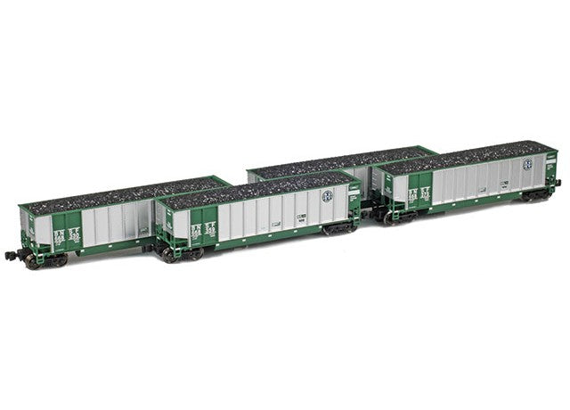 AZL 90109-3 Bethgon Coal Porter BNSF (Green) Set 3 - Caloosa Trains And Hobbies
