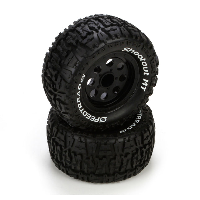 ECX43008, FR/R Tire,Prmnt,Blk Wheel (2):1:10 2wd/4wd Ruckus
