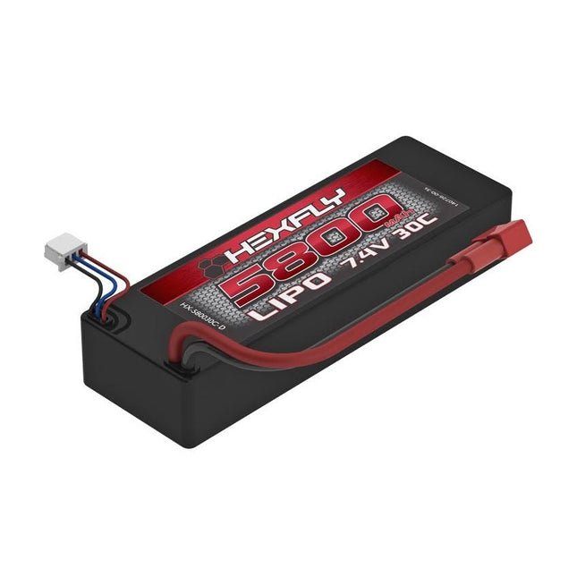 REDHX-580030C-D, 2S Hardcase LiPo (7.4V/5800mah) 30C Battery w/ Deans Connector