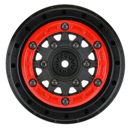 PRO2811-04, Pro-Line Raid Bead-Loc 2.2/3.0" Short Course Wheels (Red/Black) (2) w/12mm & 14mm Removable Hex