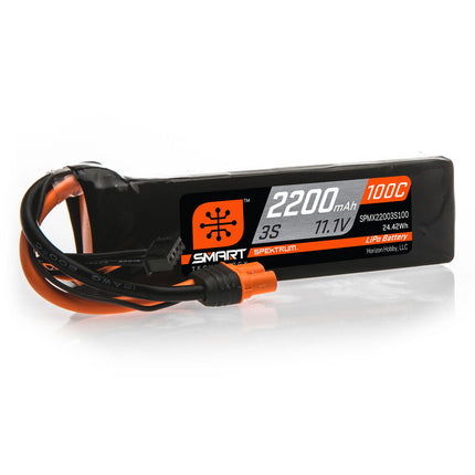 SPMX22003S100, Spektrum RC 3S Smart LiPo 100C Battery Pack w/IC3 Connector (11.1V/2200mAh)