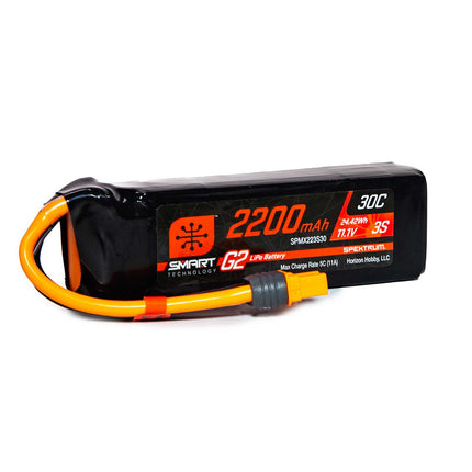 SPMX223S30, Spektrum RC 3S Smart G2 LiPo 30C Battery Pack (11.1V/2200mAh) w/IC3 Connector