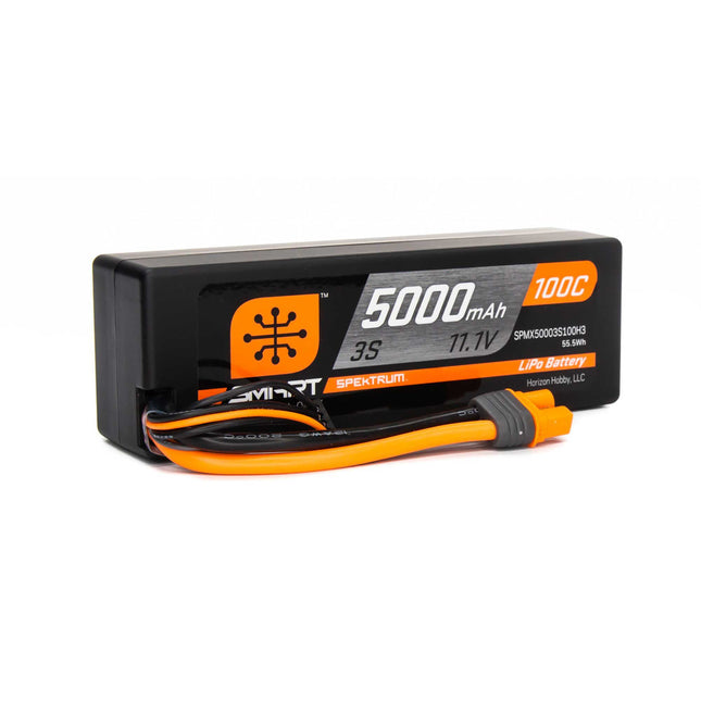 SPMX50003S100H3, Spektrum RC 11.1V 5000mAh 3S 100C Smart Hardcase LiPo Battery: IC3
