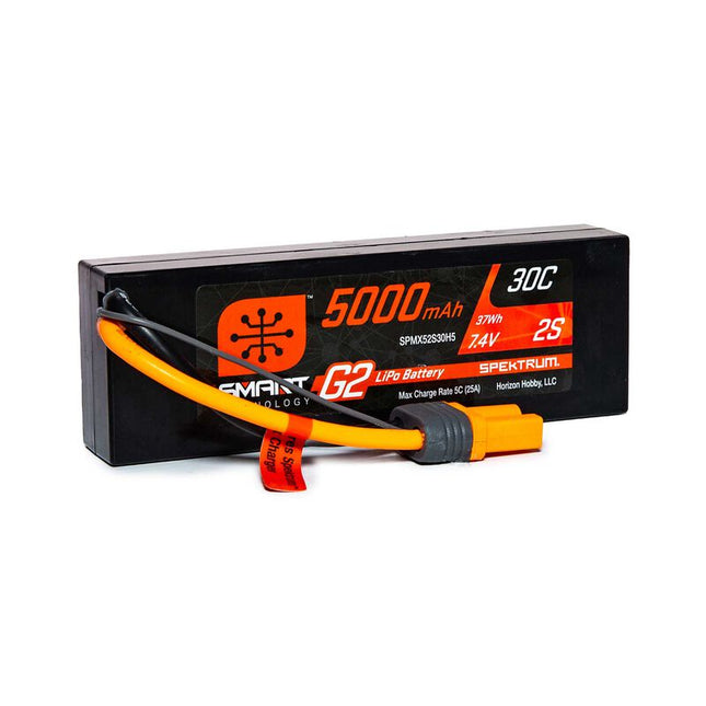 SPMX52S30H5, Spektrum RC 2S Smart LiPo 30C Hard Case Battery Pack (7.4V/5000mAh) w/IC5 Connector