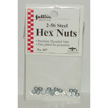 SUL497, 2-56 Thread Hex Nuts (20)