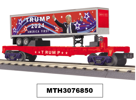 MTH3076850, President Trump 2024 Flatcar with Trailer