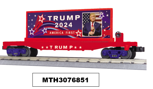 MTH3076851, President Trump Flatcar with Billboard / O Scale/Gauge