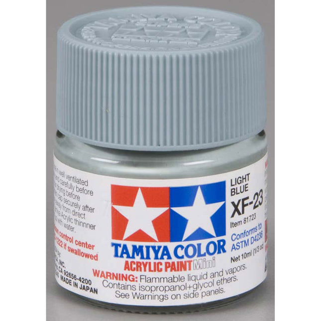 TAM81723, Tamiya XF-23 Flat Light Blue Acrylic Paint (10ml)