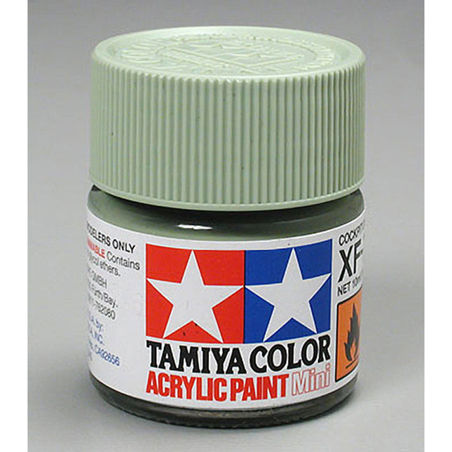 TAM81771, Tamiya XF-71 Flat Cockpit Green Acrylic Paint (10ml)