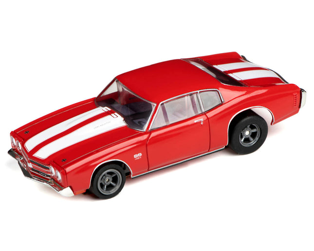 AFX22043, AFX Collector Series 1970 Chevelle 454 1/64 Scale Slot Car (Red) (LWB) (Mega G+)