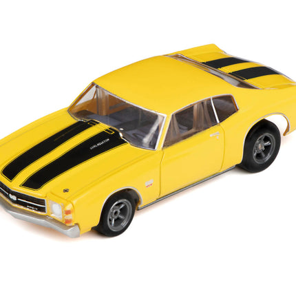 AFX22050, AFX Collector Series 1971 Chevelle 454 1/64 Scale Slot Car (Yellow) (LWB) (Mega G+)