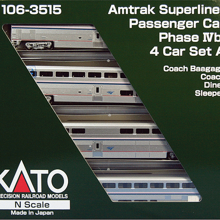 Superliner 4-Car Set Phase IVb With Interior Lights - Ready to Run -- Amtrak Set A (Phase IVb)
