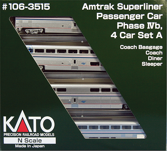 Superliner 4-Car Set Phase IVb With Interior Lights - Ready to Run -- Amtrak Set A (Phase IVb)