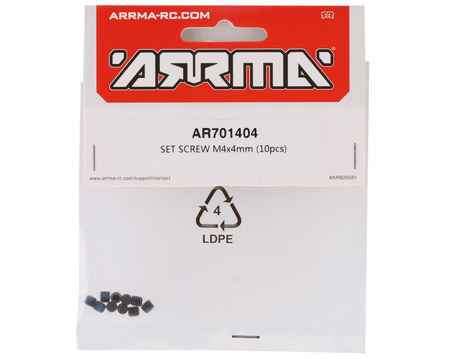 ARAC9826, Arrma 4x4mm Set Screw (10)