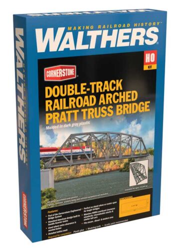 Walthers Cornerstone, 933-4522, Arched Pratt Truss Railroad Bridge -- Double-Track Kit - 23 x 5 x 5-1/4" 58.4 x 12.7 x 13.3cm
