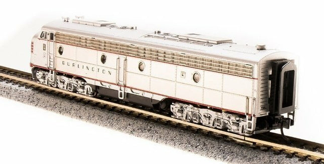 Broadway Limited 3617 N Scale EMD E9 A-unit CB&Q #9985-A Stainless Steel w/ Red Stripes DCC W/Sound