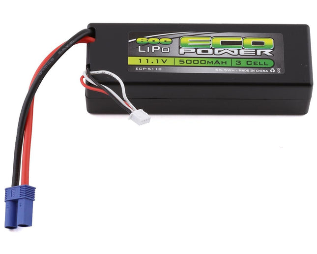 ECP-5118, EcoPower "Basher" 3S 60C Hard Case LiPo Battery w/EC5 (11.1V/5000mAh)
