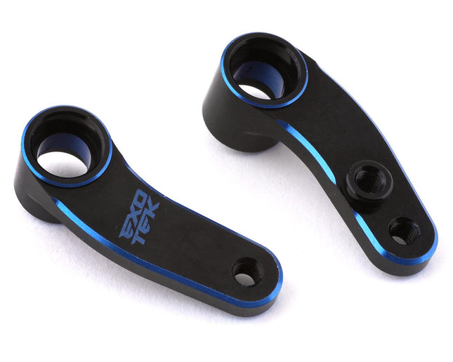 EXO2035, Exotek B6.3/T6.1/SC6.1 Aluminum Steering Cranks (Black/Blue) (2)