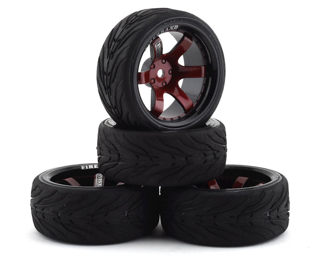 FBR1WHEBLO688, Firebrand RC Bloodshot RT9 Pre-Mounted On-Road Tires (4) (Red/Black)