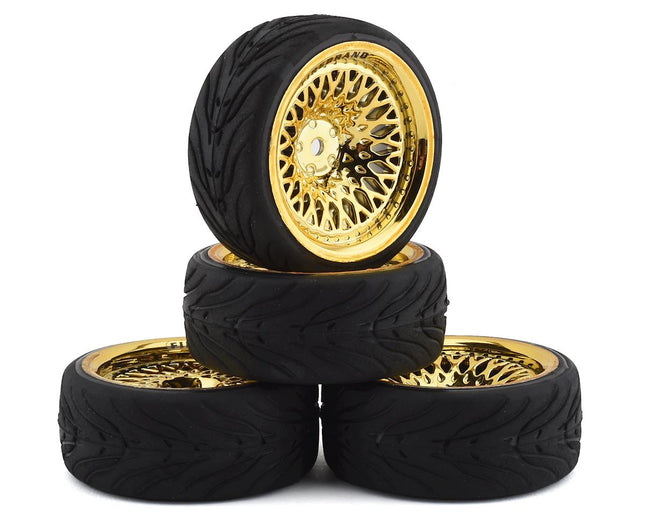 FBR1WHECRN893, Firebrand RC Crownjewel RT39 Pre-Mounted On-Road Tires (4) (Gold)