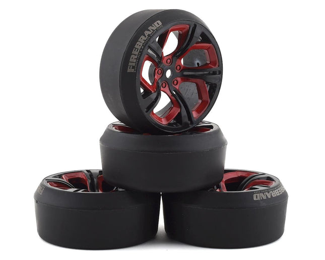 FBR1WHEHYD503, Firebrand RC Hydra XDR3 5° Pre-Mounted Slick Drift Tires (4) (Red/Black)