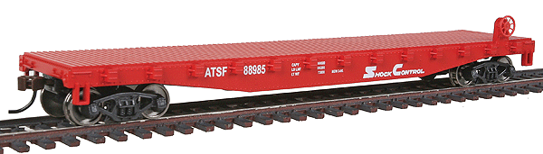 Flatcar - Ready to Run -- Atchison, Topeka & Santa Fe #88985 (red, white)