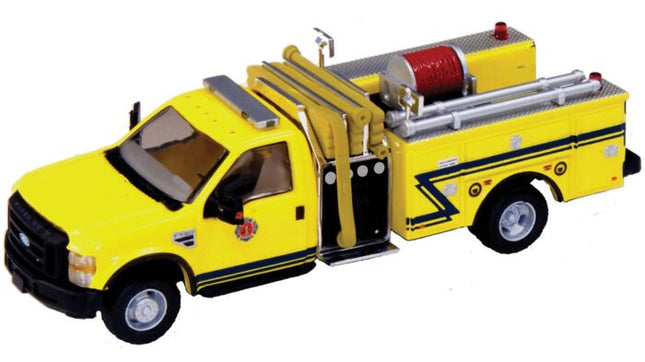 Ford F-550 XLT Dual Rear Wheel Fire Mini Pumper Truck - Assembled -- Yellow, Blue Z Stripe