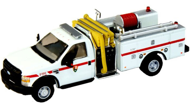 Ford F-550 XLT Dual Rear Wheel Fire Mini Pumper Truck - Assembled -- Park Service (white, red)