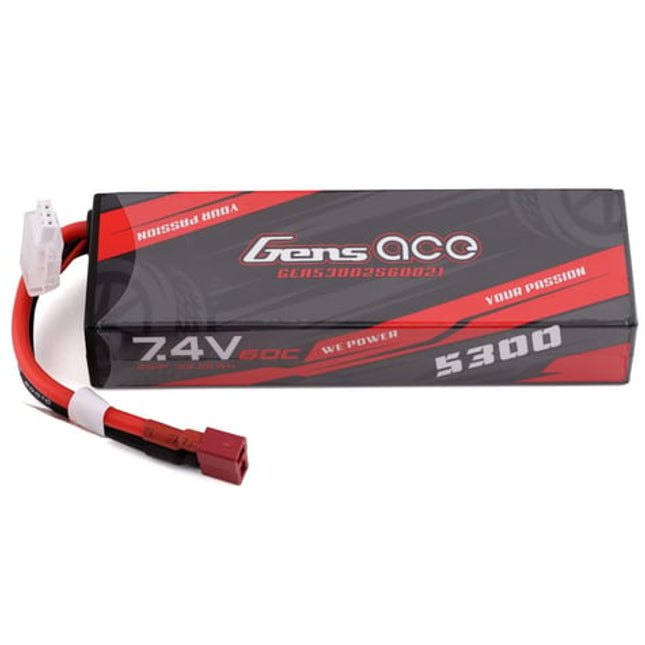 GEA53002S60D21, Gens Ace 2s LiPo Battery 60C w/T-Style Connector (7.4V/5300mAh)