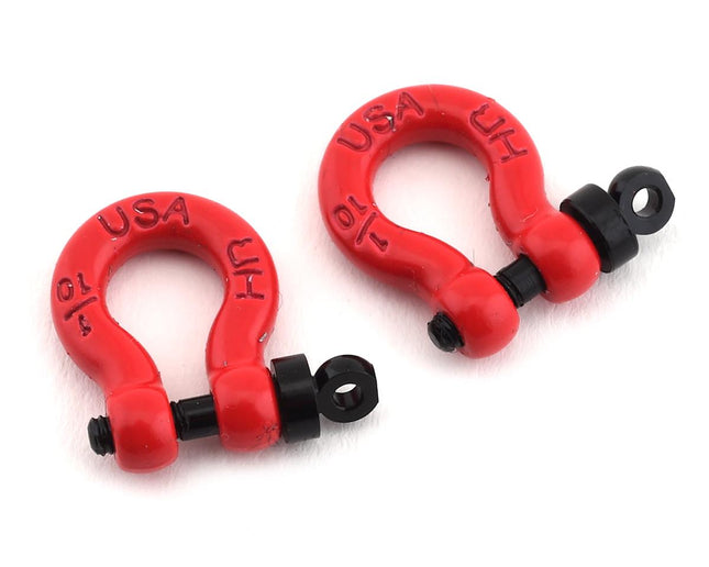 HRAACC808X02, Hot Racing Aluminum 1/10 Scale D-Ring Tow Shackle (Red) (2)