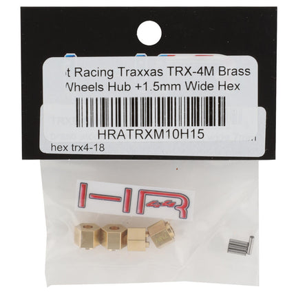 HRATRXM10H15, Hot Racing Traxxas TRX-4M 7mm Brass Wheel Hexes w/Pins (4) (+1.5mm) (1.5g)