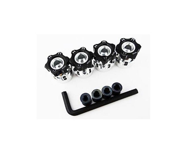 HRAWH17HS01, Hot Racing 12mm to 17mm Hex Hub Adapters (4) (6mm Offset)