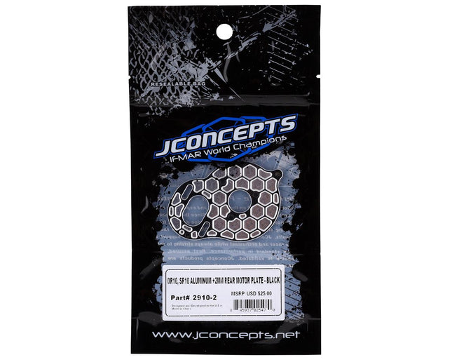 JCO29102, JConcepts DR10/SR10 +2 Aluminum "Honeycomb" Motor Plate (Black)