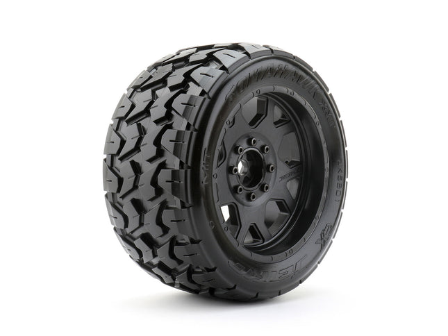 JKO5801CBMSGBB2, 1/5 XMT Tomahawk Tires Mounted on Black Claw Rims, Medium Soft, Belted, 24mm for Arrma (Kraton 8s & 24mm for traxxas X-Maxx