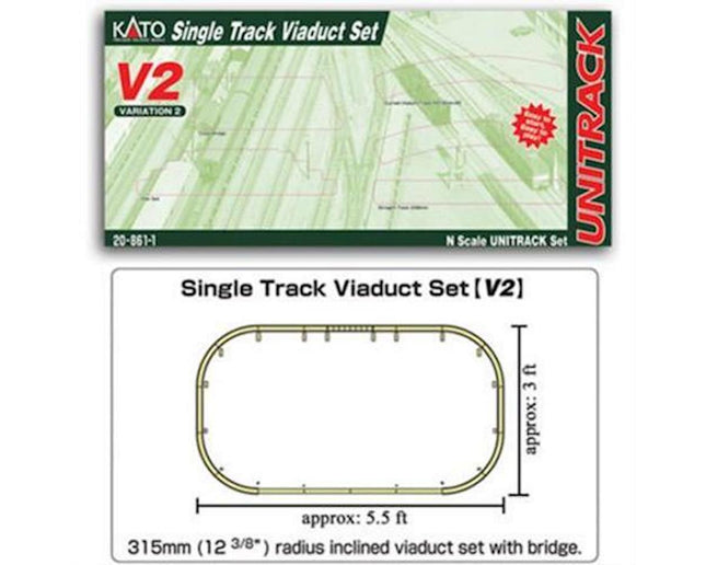 KATO, KAT208611 - N V2 Single Track Viaduct Set