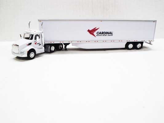 Kenworth T680 Day Cab Tractor with 53' Dry Van Trailer - Assembled -- Cardinal Logistics (white, black, red)