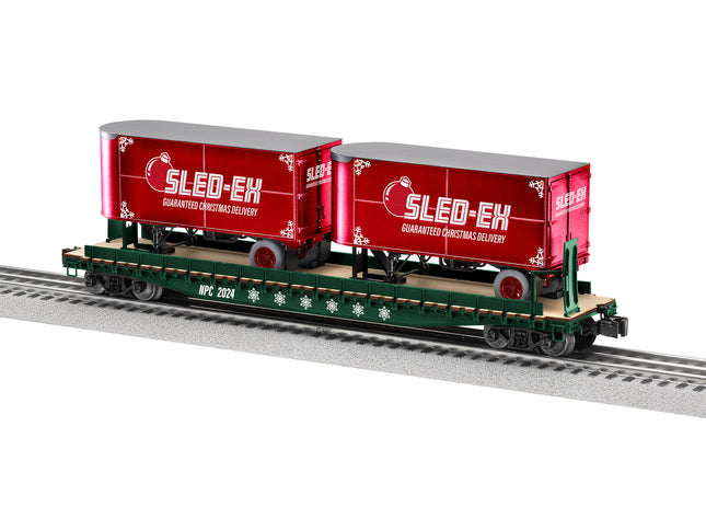 LNL2026661, O 50' Flatcar w/ 20' Trailer, North Pole #2024