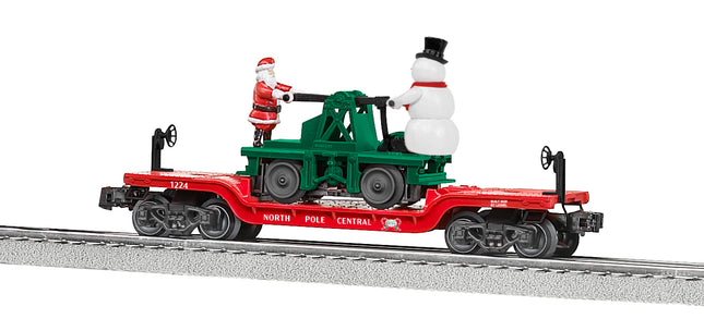 LNL2128260, O27 North Pole Central Flatcar with Handcar