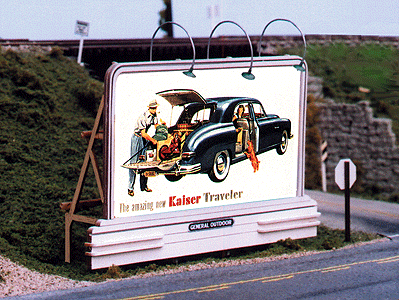Laser-Cut Wood Billboards (1 Billboard Frame, Lamp Shades & Two Signs) -- Deco 1930s - 1960s