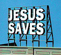 Laser-Cut Wood Billboards - Small for Z, N & HO -- Jesus Saves - 2-1/4" Wide x 1-5/8" Tall 5.7 x 4.1cm