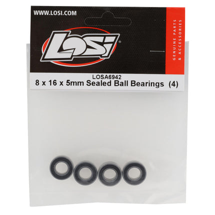 LOSA6942, Losi 8x16x5mm Sealed Ball Bearing (4)