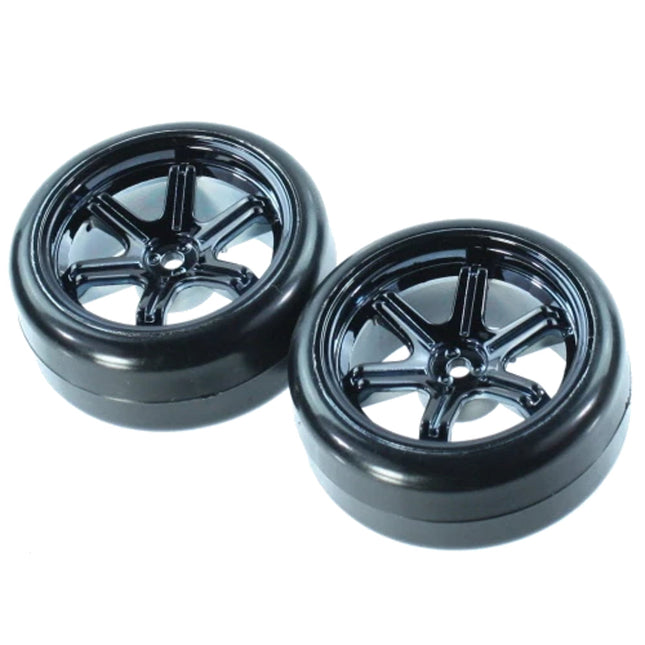 BS204-010, RER08190, 1/10th Drift Wheel and Tire (Black Chrome) (1pr)