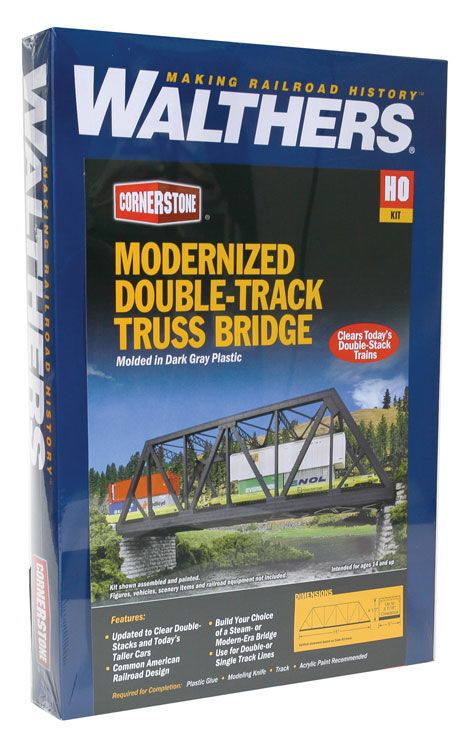 Walthers Cornerstone, 933-4510, Modernized Double-Track Railroad Truss Bridge -- Kit - 15 x 5 x 4-1/2" 38.1 x 12.7 x 11.4cm