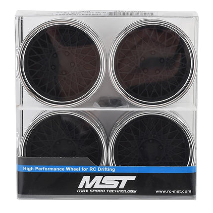 MXS-832103FBK, MST 501 Wheel Set (Flat Black) (4) (Offset Changeable) w/12mm Hex