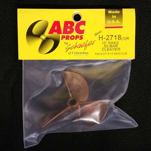 2718-10-75(3), 3 Blade Cleaver Propeller Right – RC Boat Propeller | ABC Props