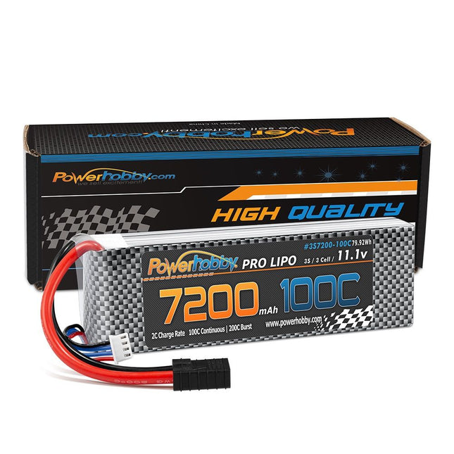 PHB3S7200100CHC, 3S 11.1V 7200mAh 100C-200C LiPo Battery w/ Genuine Traxxas Plug
