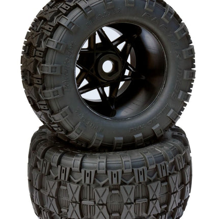 PHBPHT2372B, Power Hobby 1/8 Raptor 3.8" Belted All Terrain Tires 17mm Mounted - Black