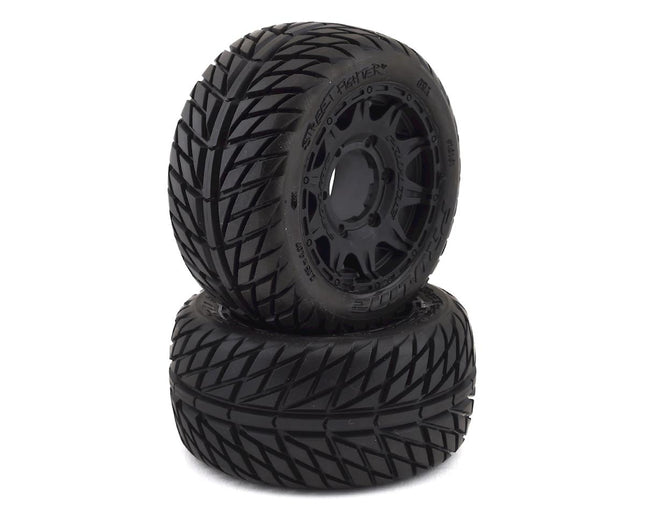 PRO1016110, Pro-Line Street Fighter LP 2.8" Tires w/Raid Rear Wheels (2) (Black) (M2) w/12mm Removable Hex